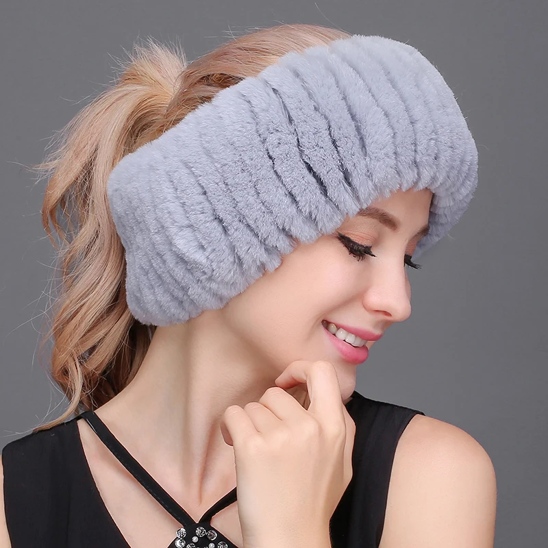 Rex Rabbit Hair Neck cappello di pelliccia da donna collo doppio uso cappello a cilindro vuoto autunno e inverno fascia per capelli in pelliccia da donna calda