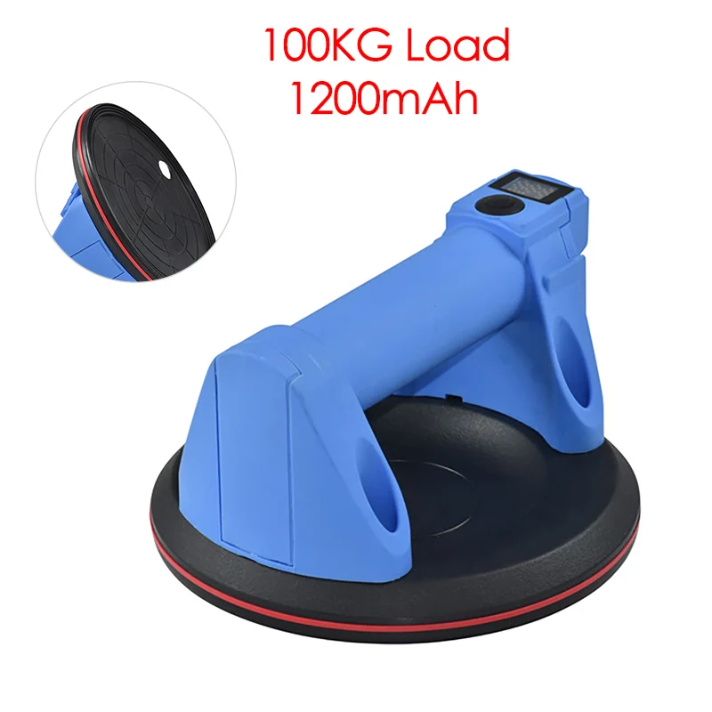 

6-дюймовая электрическая вакуумная присоска с аккумулятором 1200 мАч, грузоподъемность 100 кг, сверхмощный инструмент для подъема стекла и плитки