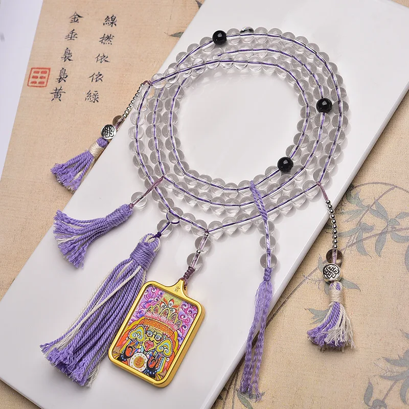 Tibetan Jiu Zi Li Huo Zha Ji Ram 108 prayer beads, Tibetan style hand woven multiple circles, handheld, paired with Tangka