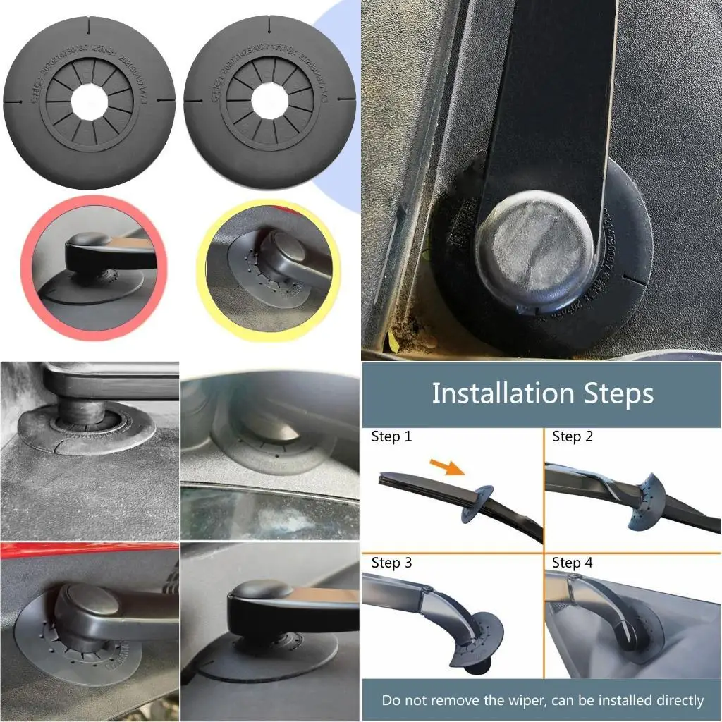 

02DE 2Pcs/Pack Silicone Windshield Wiper Arm Bottom Hole Protective Cover for Car