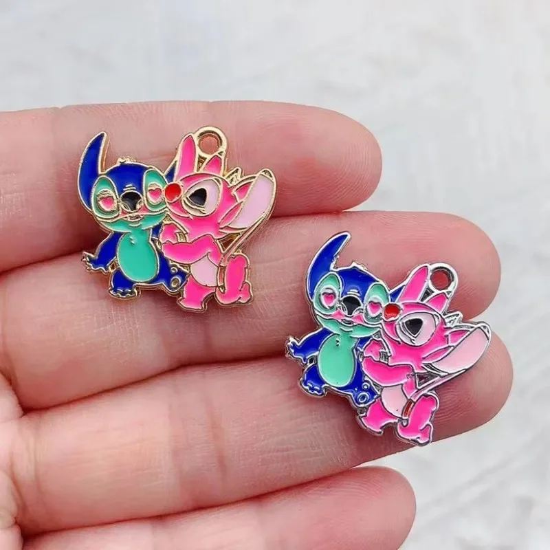 10pcs Disney Stitch Pack Alloy Drops Animal Charm Pendant Necklace Keychain DIY Handmade Keychain Necklace Cute Earring