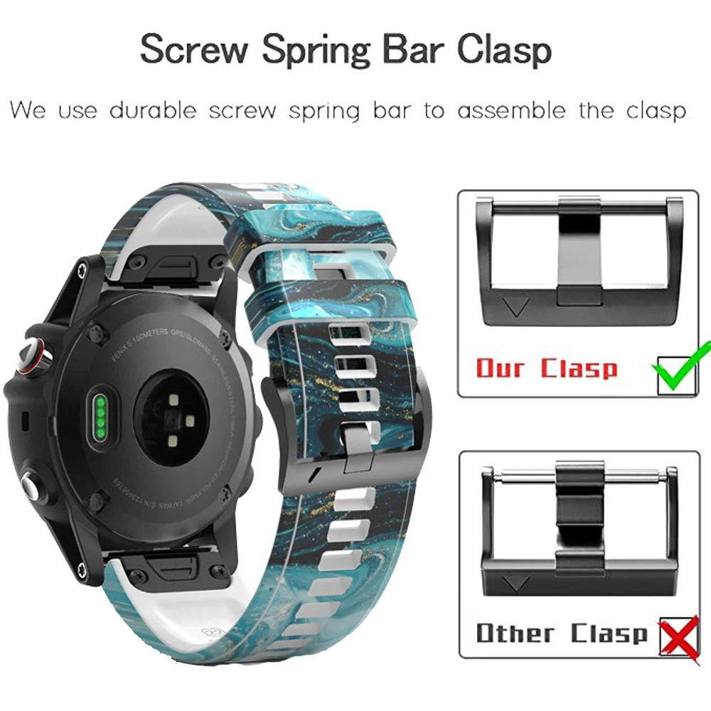 22 26mm pulseiras de silicone para garmin fenix 6x 6 pro 7 7x 5x 5 plus 3hr pulseira enduro epix gen 2 impressão pulseira