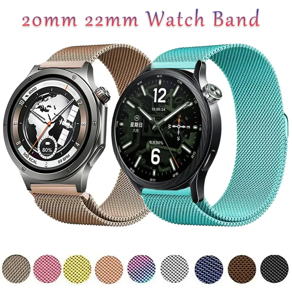 20mm 22mm Metall-Milanese-Armband für Oneplus Watch 4/Lite OPPO X3-S-X2 Komfortables Magnetisches Verstellbares Band Xiaomi Watch 5 S5-4-3