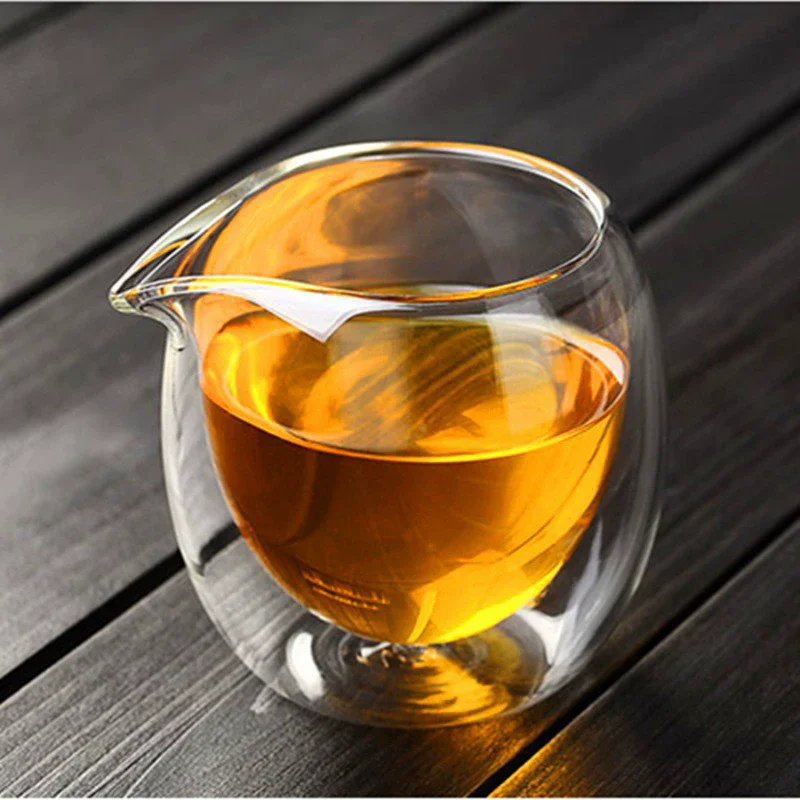 100ml Heat-Resisting Clear Double Wall Layer Glass Tea Pitcher Gongdao Tea Cup Cha hai fair mug