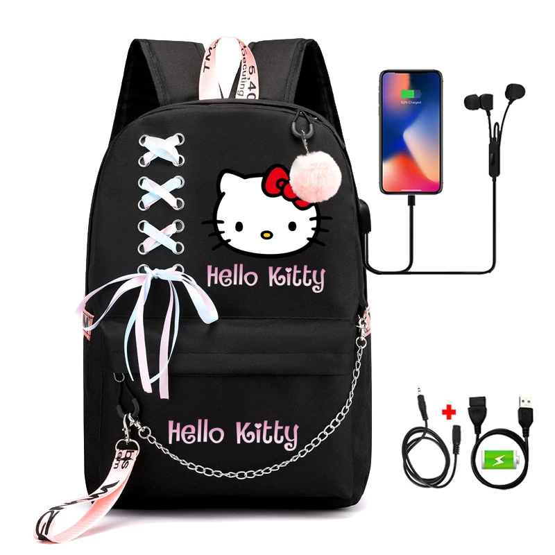 

MINISO Sanrio Anime Hello Kitty Backpack Girls Back To School Backpack Cartoon Kawaii Student School Mochila Escolar Bag Bookbag