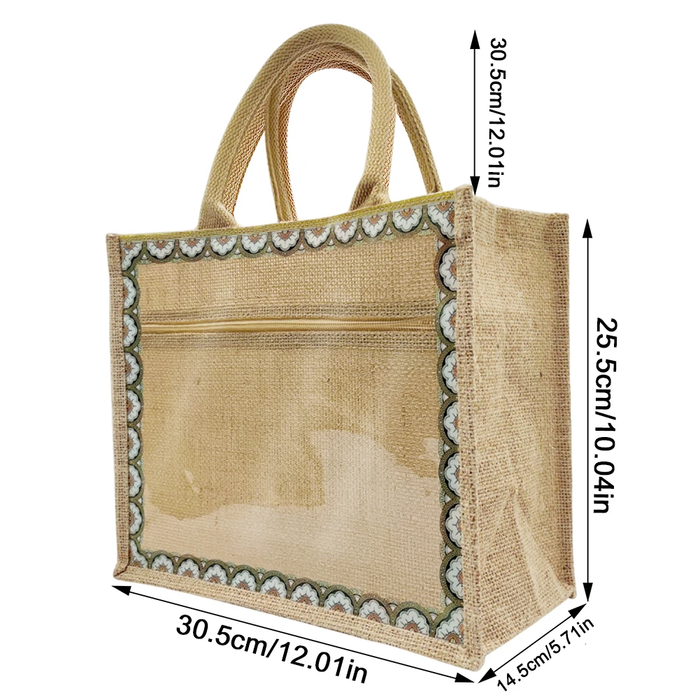

Linen Tote Bags Shopping Bags with Handle Waterproof Reusable Grocery Bags Replaceable Decorative Canvas for DIY Gift Activity