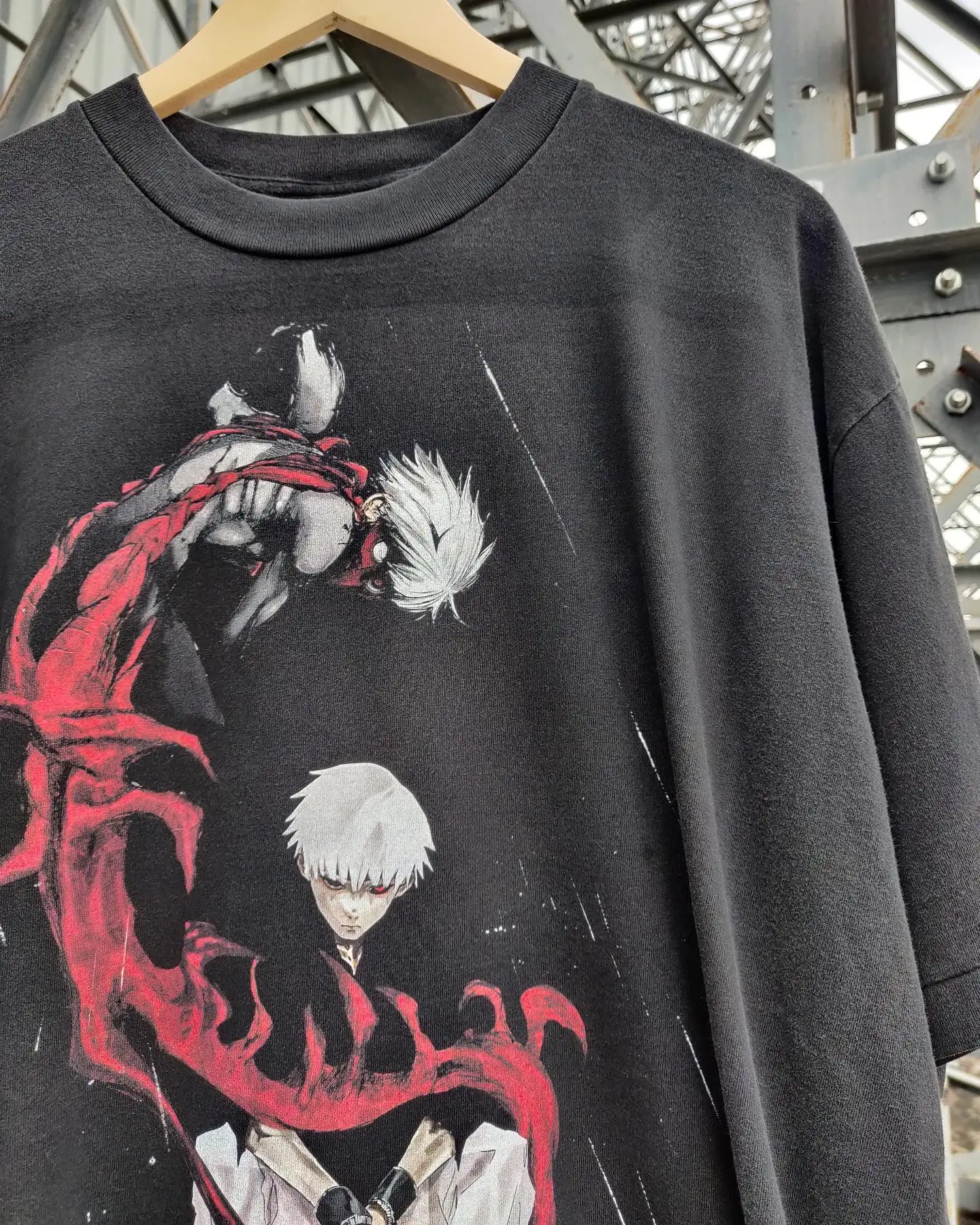 

SUMMER T-shirt Trend Sense Cultural Symbol 2017 Dark Fantasy Anime Tokyo Ghoul Kanagi Retro Rapper Wears 90s Short-sleeved