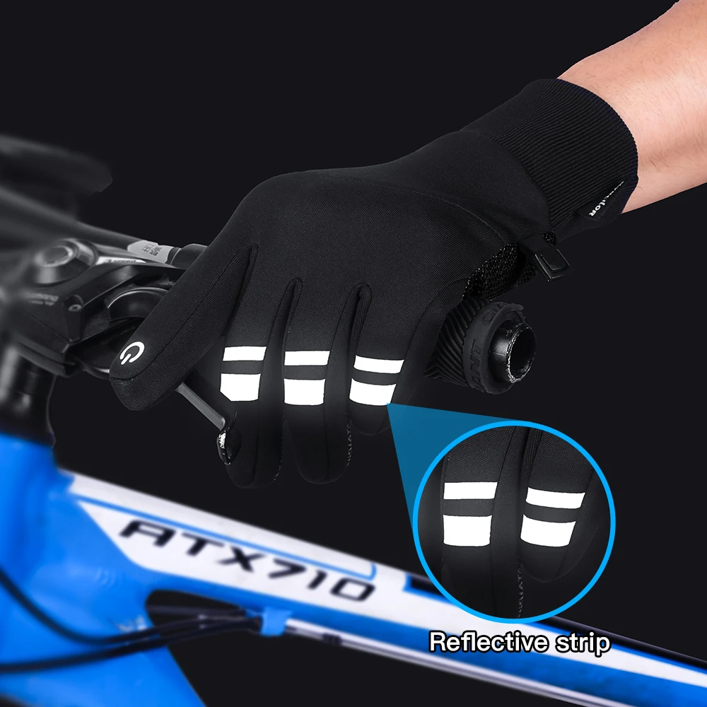 Warm Cycling Gloves Windproof Touchscreen Bicycle Ski Gloves Camping Hiking Sport Running Motorcycle Reflective Stripe Gloves