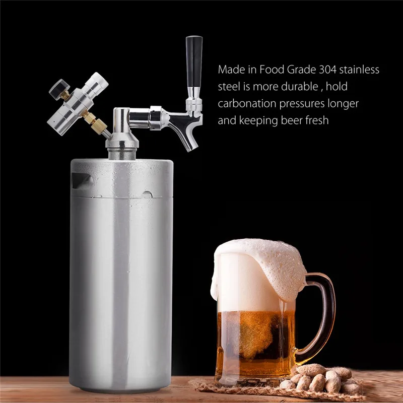 

2/3.6L Mini Stainless Steel Beer Brew Keg With Faucet Pressurized Home Brewing Craft Beer Dispenser Growler Mini Beer Keg System