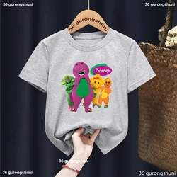 2024 New Dinosaur Kids Tshirt  Barney Friends Boys And Girls T-Shirt Cartoon Animation Toddler T-Shirt Fashion Cute Kids Clothes