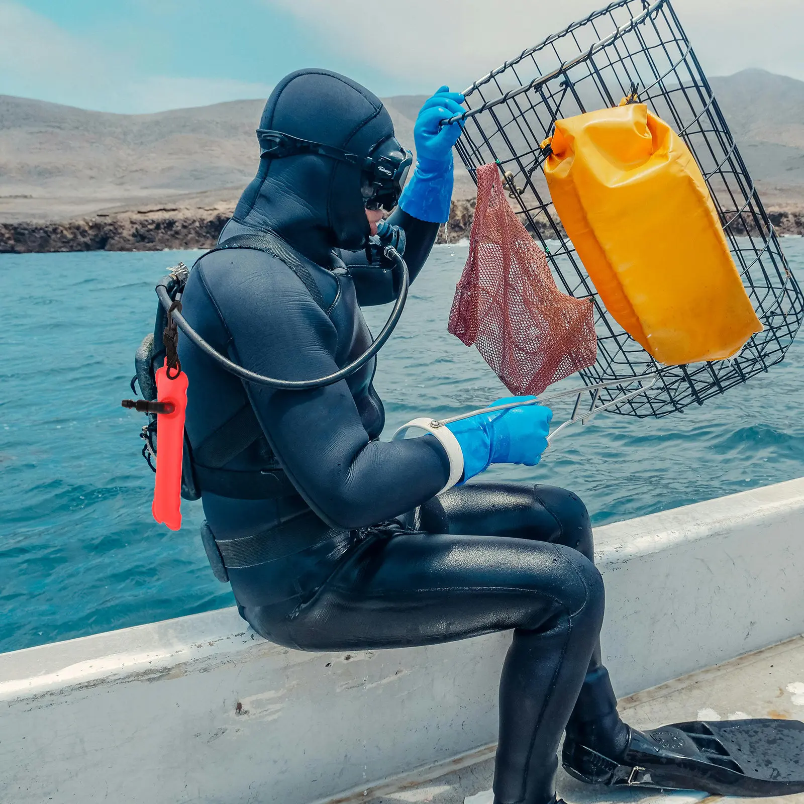 

Морской маркерный буй: надувная сигнальная трубка для дайвинга с высокой видимостью, сигнальная колба для подводного плавания, маркер для поверхности воды