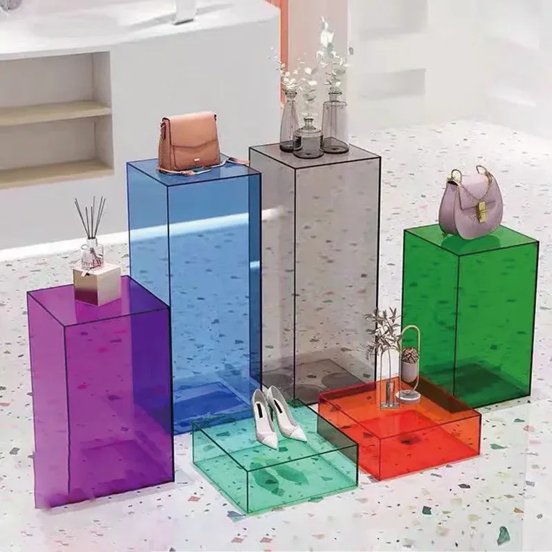Acrylic Cube Box Acrylic Display Clear Case Box,Display Riser with Hollow,Stackable for Boutique Display Exhibition Props etc