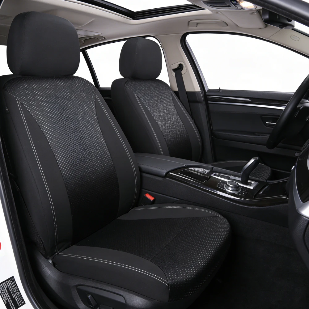 

AUTOKING Polyester Fabric Universal Car Seat Covers Checkered Faux Leather Design Seat Covers Fit For Car SUV Truck Van