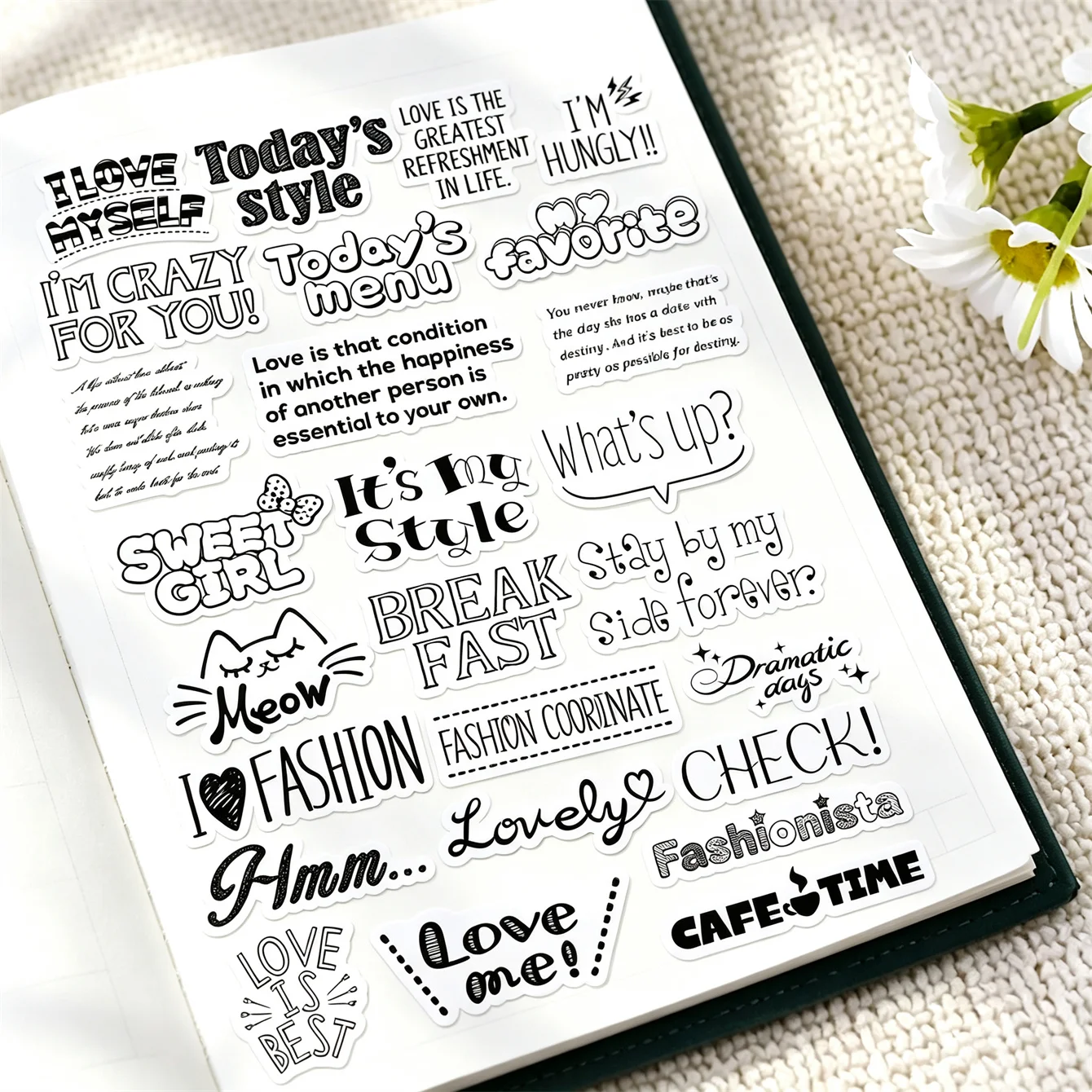 26pcs Creative Cute Self-made Korean-style fresh English Stickers Graffiti DIY Decorative Mobile Phone Case Notebook Water Cup