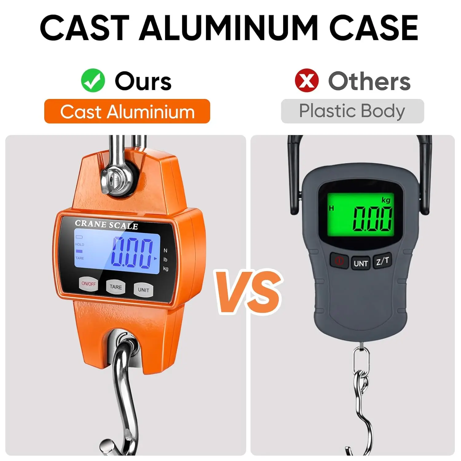 Цифровые подвесные весы 660 фунтов с литым алюминиевым корпусом, портативные мини-крановые весы 300 кг с крючками для фермы, охоты, рыбалки на открытом воздухе