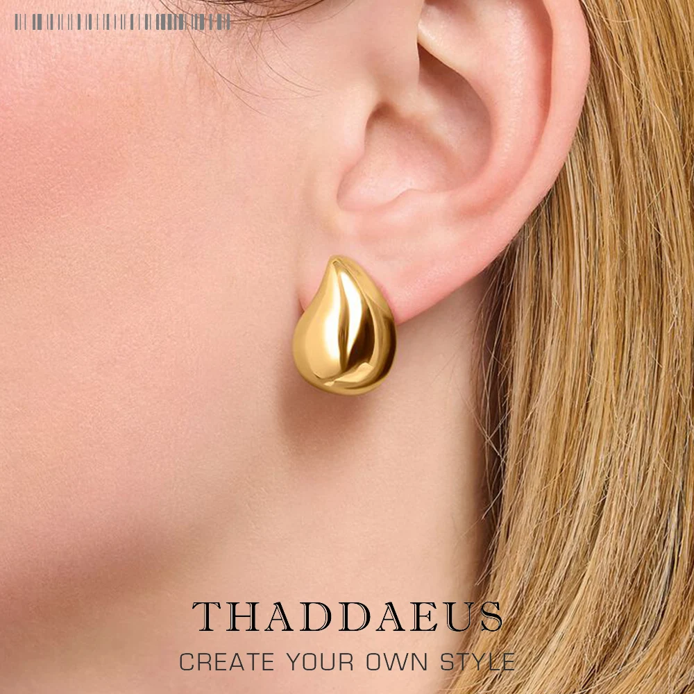 

Gold Plated Earrings Water Drop Europe Trendy Jewerly For Women New Gift In 925 Sterling Silver