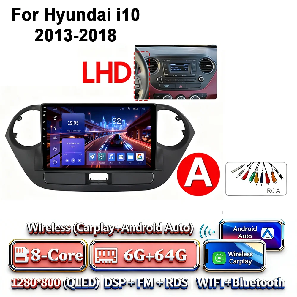 Android 17 2Din Carplay Android Auto 4G WIFI autoradio voor Hyundai I10 2013-2018 GPS DSP BT touchscreen multimediasysteem