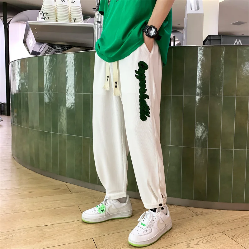 

Pantalones Hombre Plus Size 5XL-M Summer Fashion Waffle Cargo Pants Men Clothing 2024 Towel Embroidery Loose Casual Sweatpants