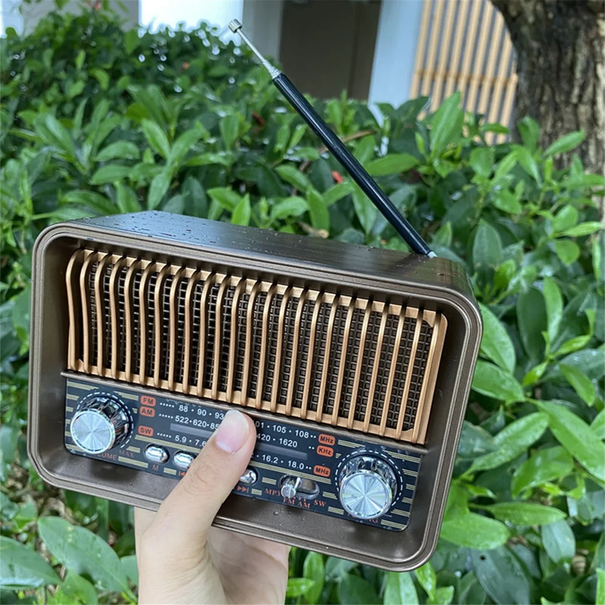 LBER Portable FM AM SW Radio Vintage Radio Wireless Bluetooth Speaker with LED Flashlight Support TF Card U Disk AUX - view 5