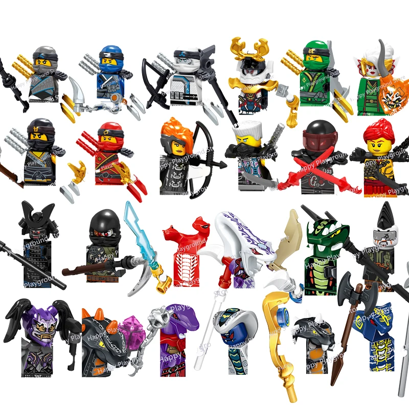 A001-032 Master Anime Ninja Jay Cole Kai Yang Cartoon TV Dolls Ninjago Toy Figura Building Blocks Kids Assemble Model Gifts