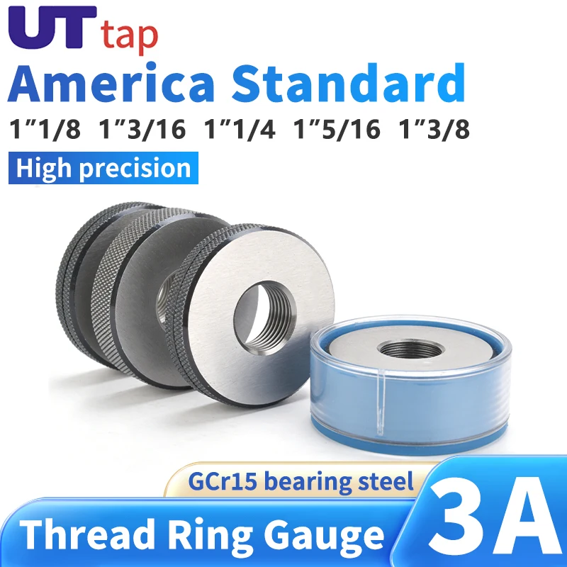 

Набор из 2 калибровочных колец (1*GO+1*NOGO) 3A, американский стандарт, для мелкой резьбы, размеры 1''1/8, 1''3/16, 1''1/4, 1''5/16, 1''3/8, UN/UNC/UNF/UNS/UNEF