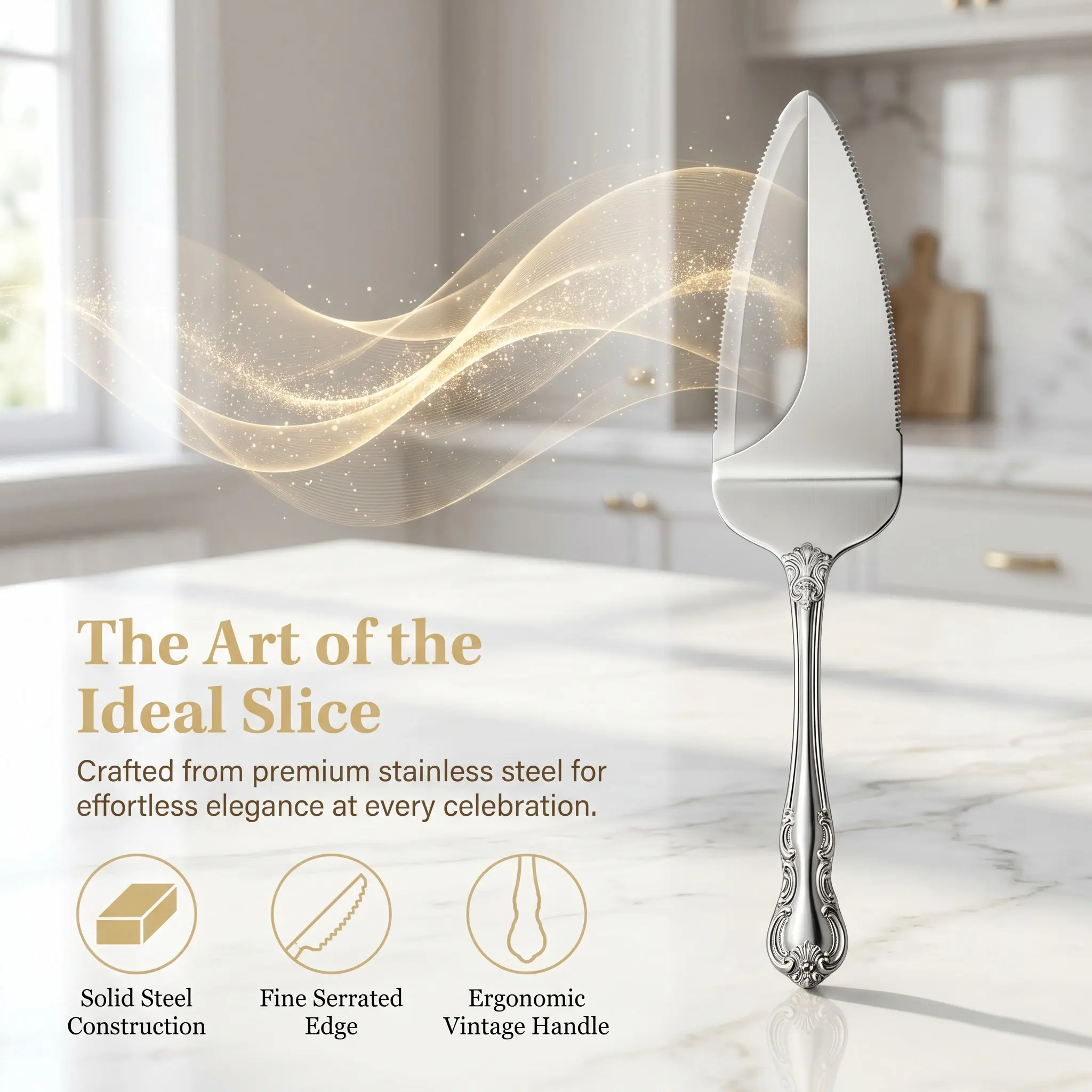 Premium Stainless Steel Cake Server Spatula Cutter Lightweight Compact Design for Baking Decorating Serving Pizza Cheesecake