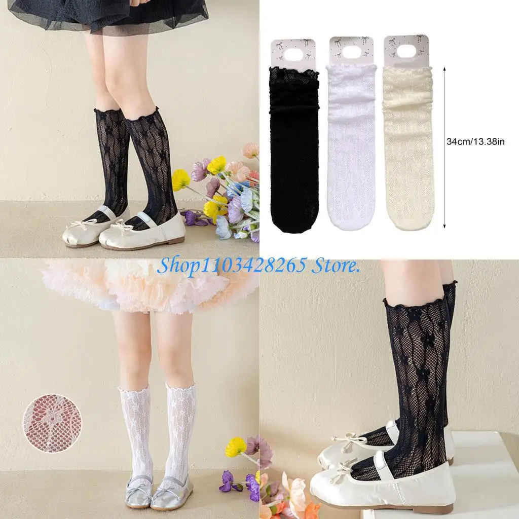 

Модные носки в сладком стиле с кружевными цветочными украшениями для детей, легкие G2TE