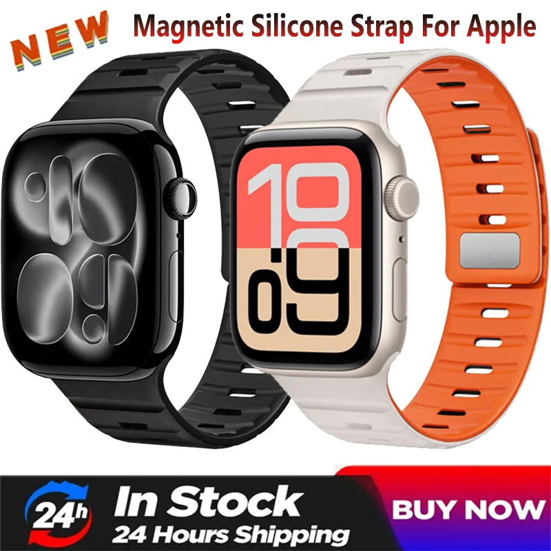 Magnetisches Silikonarmband für Apple Watch 11 10 46 mm 42 mm Ultra 3-2-1 49 mm Wellenarmband iWatch 9 8 7 6 5 4 SE3 45 mm 44 mm 41/40 mm