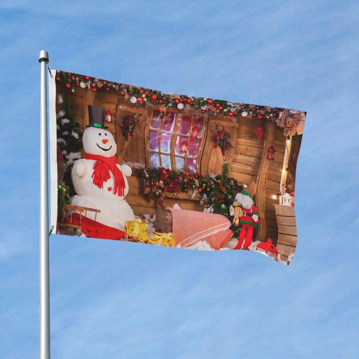 Winter Merry Christmas Flag Outdoor Banner 2 Grommets Nordic New Year Decoration Fade Proof 60x90 90x150cm Flags