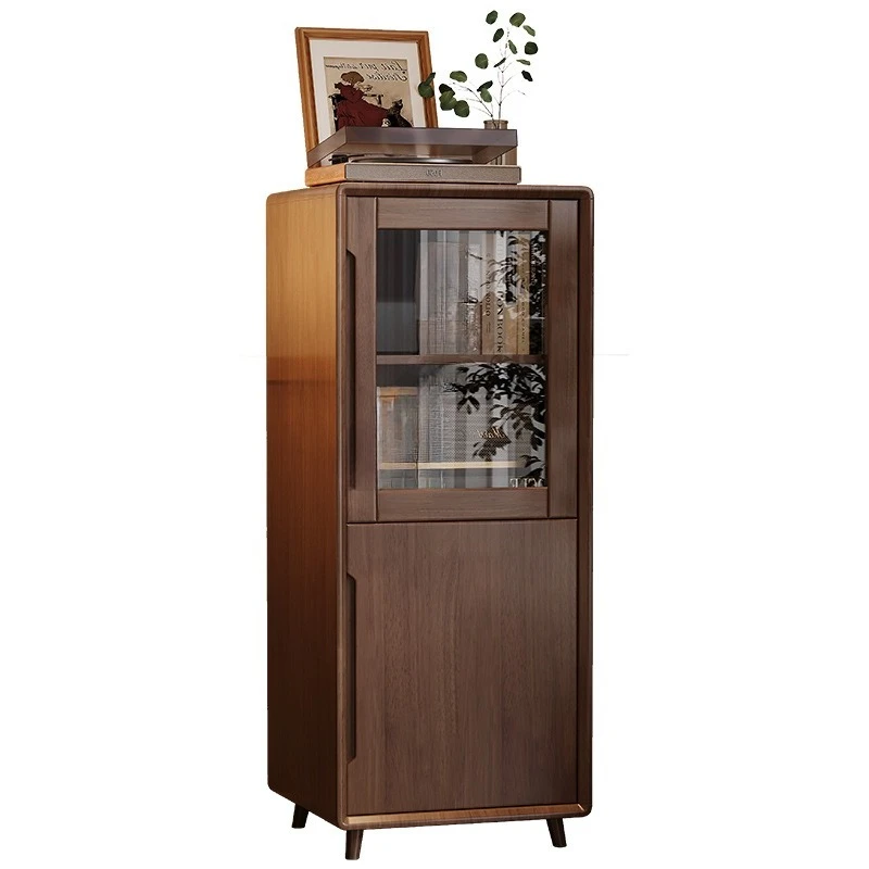 

Solid wood TV side cabinet Home living room Hidden safe Safe integrated antique wine cabinet Bookcase