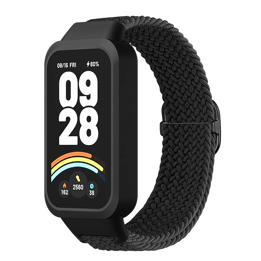 Case+gevlochten band voor Xiaomi Mi Band 9 Active Sports Nylon armband Correa voor Redmi Band 3 Polsband accessoires