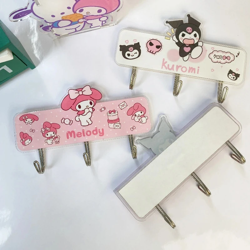 Kawaii Sanrio Hook Cinnamoroll Kuromi My Melody Anime Cute Student Dormitory Bedroom Kitchen Wall Bull Hook Toys Girls Gifts