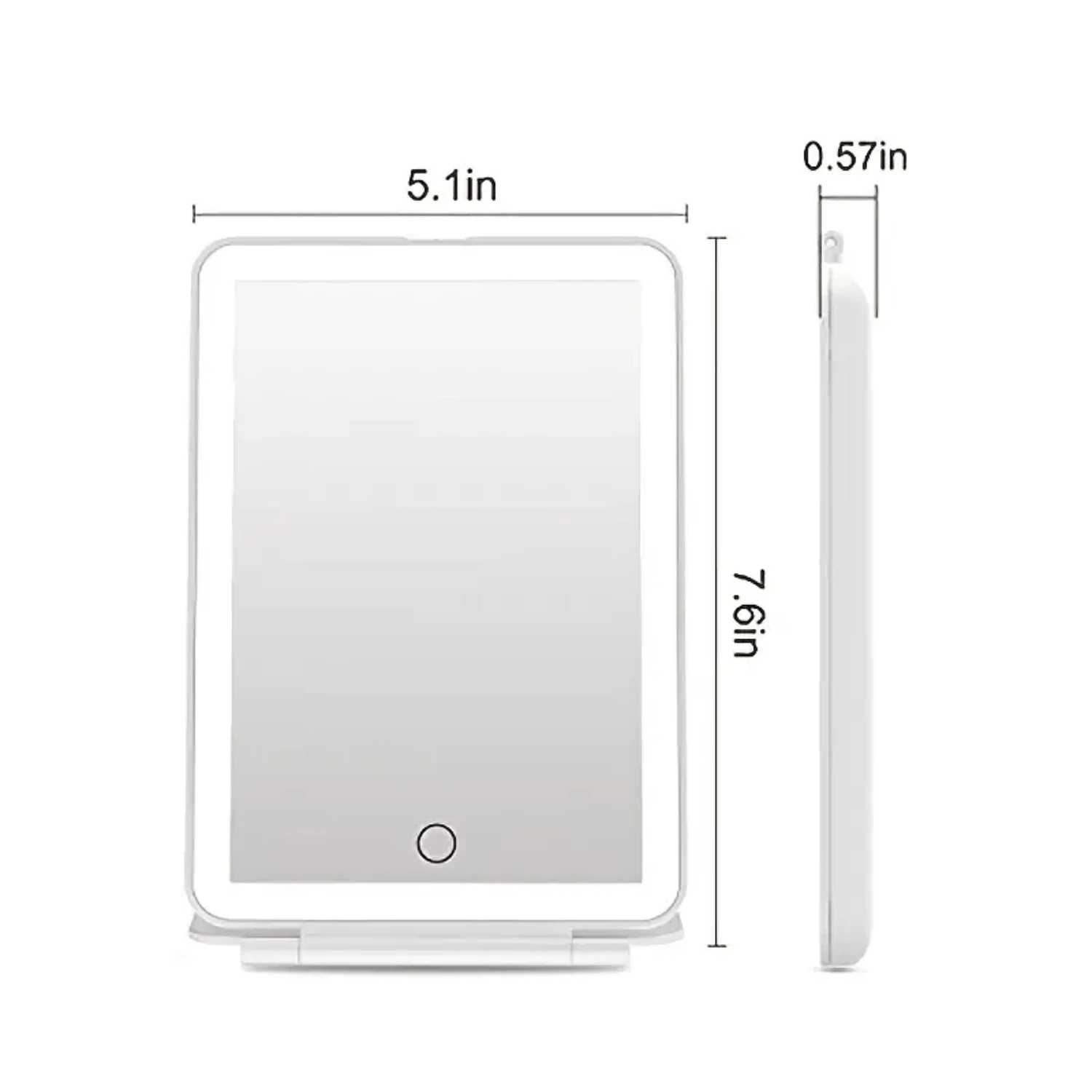 Essential Beauty Compact Portable Small White Makeup Vanity Mirror - Lightweight Foldable Rechargeable LED Cosmetic Mirror with 