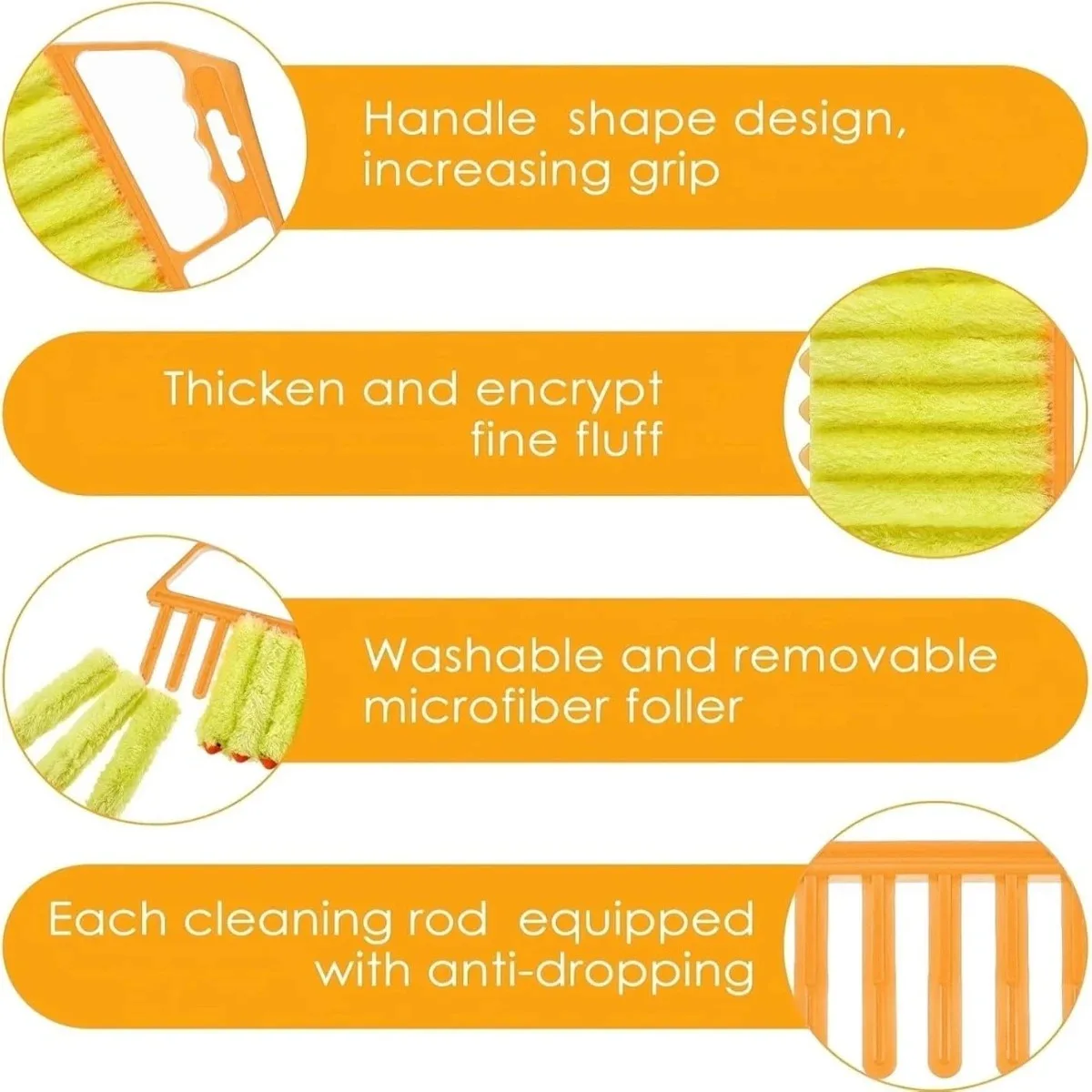 1PC Washable Microfiber Blind Duster Brush Removable Handheld Household Cleaning Tool for Blinds Shutters AC Vents Home Use