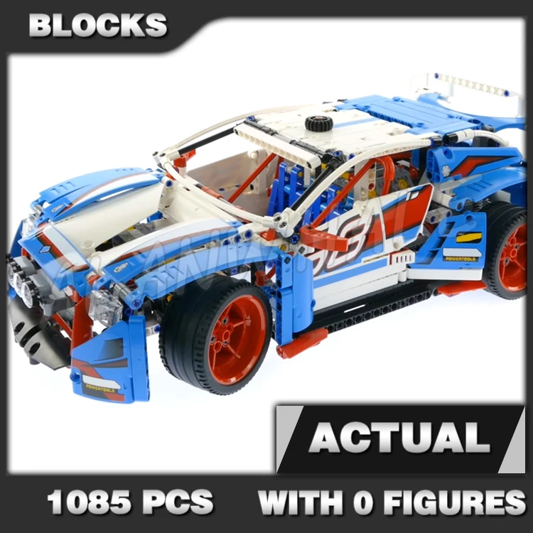 1085pcs 2in1 Rally Car Buggy Sporty blue Bodywork Low-profile Tires 10826 Building Block Toys Compatible with Model