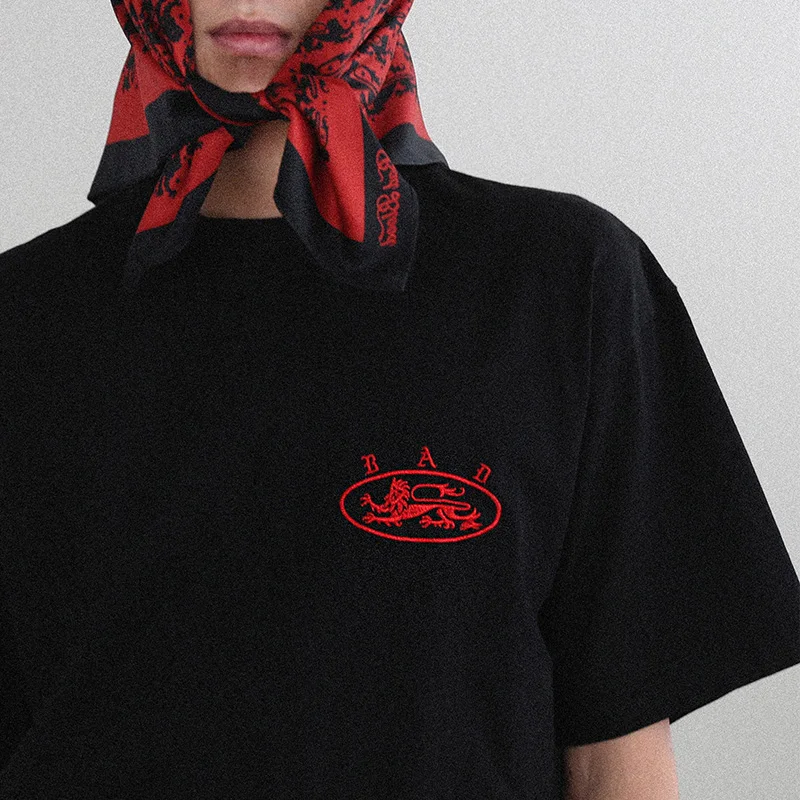 American Sports Loose ort Sve T-irt Women Summer Retro Embroidery  Casual Spicy Top Trendy round Ne Regular Length