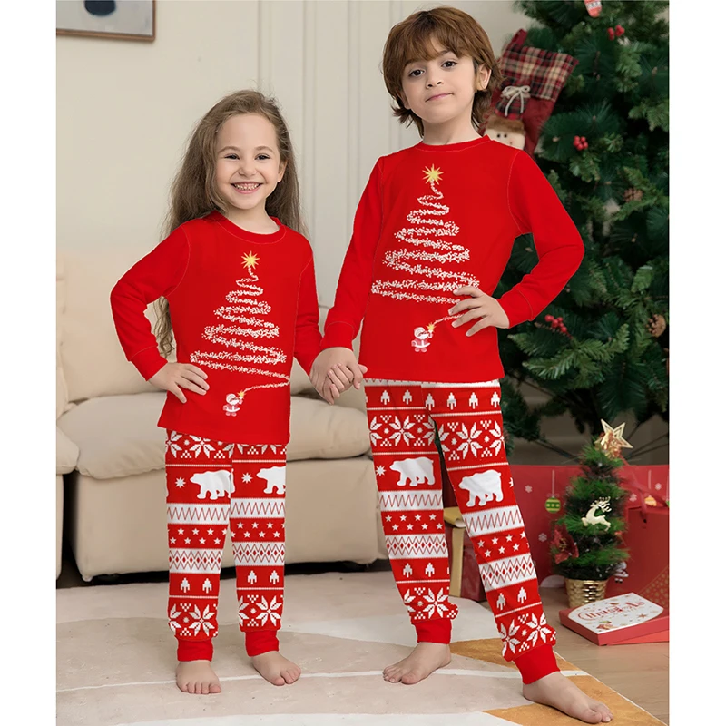 Xmas Family Pajama Matching Sets Pet Baby Kids Mother Father Dog Christmas Pajamas Outfits Big Children Snug Fit Santa Claus