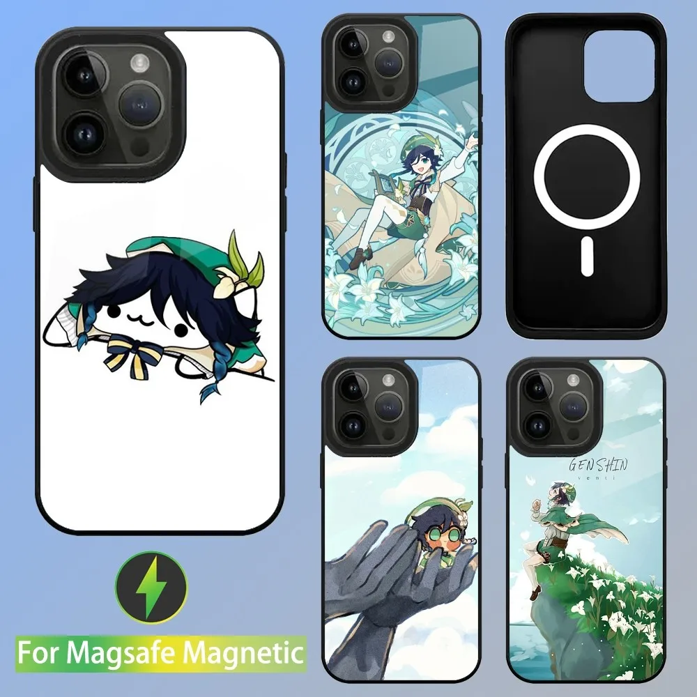 G-Genshin Impact Venti Barbatos Phone Case For iPhone 15,14,13,12,11,Plus,Pro,Max Mini Magsafe Magnetic Wireless Charging