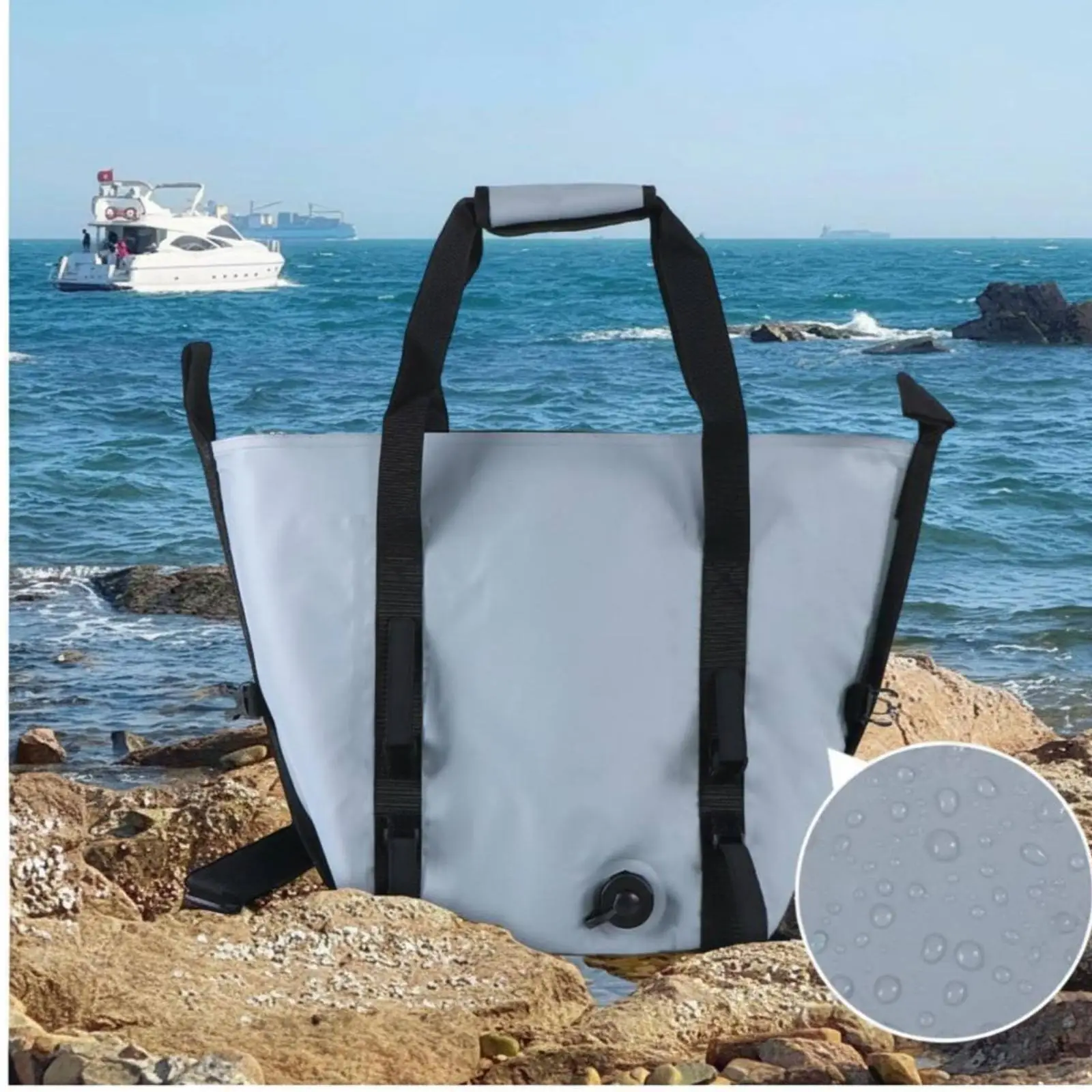 Bolsa de almacenamiento aislada para pesca, contenedor de PVC impermeable para transportar pescado, ideal para la cadena de frío, acampada y equipo de pesca.