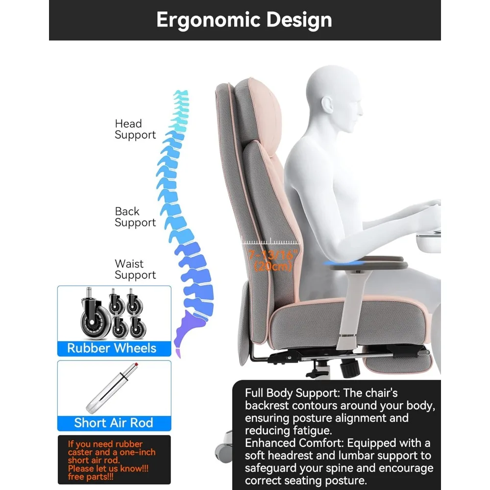 كرسي مكتب كبير وطويل مع مسند قدم ، دعم ظهر مرتفع ، كرسي مكتب تنفيذي ، 400 رطل
