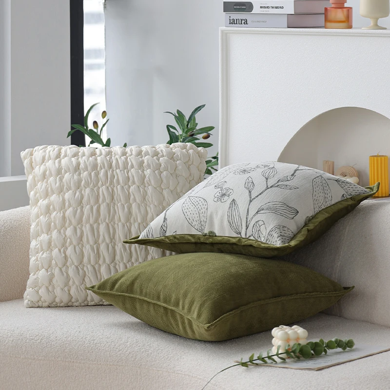 

Cushions Cover Polyester Decorative New Home Green Leaf Edged 45x45cm Pillow Cover Use For Living Room Sofa Bedroom Pillowcase