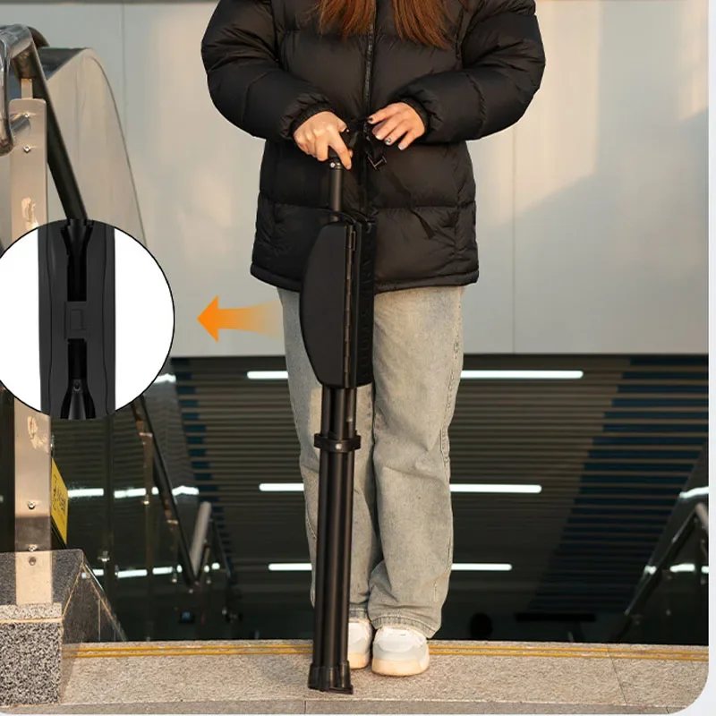 Lightweight Multi-Functional Anti-Slip Elderly Cane Portable Outdoor Triangular Folding Hiking Stick with Iron Tip Modern Style