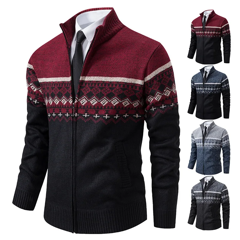 Sweaters, cardigans, men's sweaters, jackets, 2023 spring and autumn clothing, Korean version trend, contrasting colors, casual