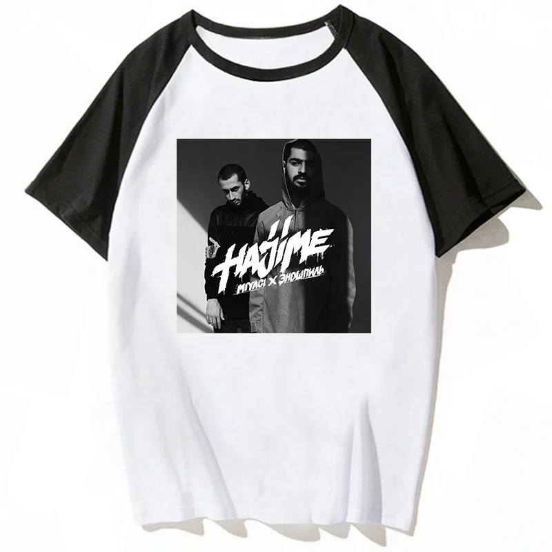 Hajime MiyaGi Russian Band t shirt female couple  couple clothes vintage white print clothes crop top harajuku ulzzang