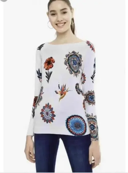 Spanish knitted pullover long-sleeved printed sweater is popular in spring and autumn