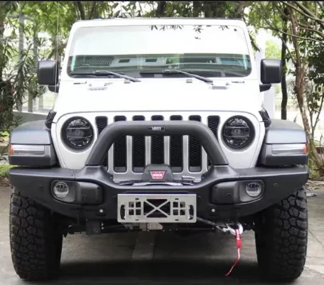 Steel Mid Width Stubby Full Front Bumper For AEV W/ Fog Light Bar Jeep Wrangle JL Jk Rubicon