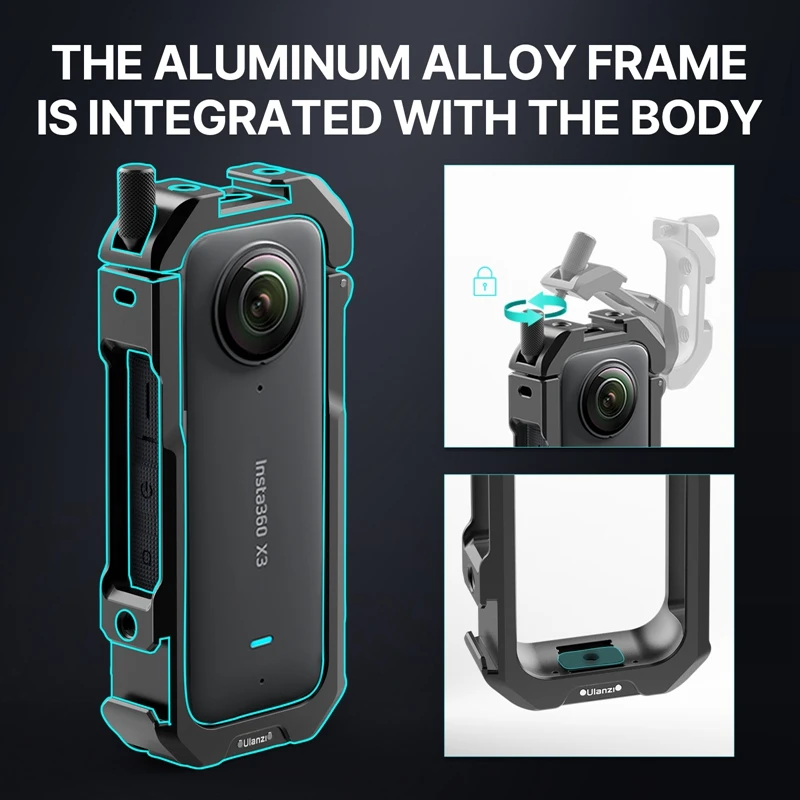 Imagem -05 - Metal Protective Cage Panoramic Action Câmera Case Rig com Cold Shoe Mount Acessórios Ulanzi-insta360 x3