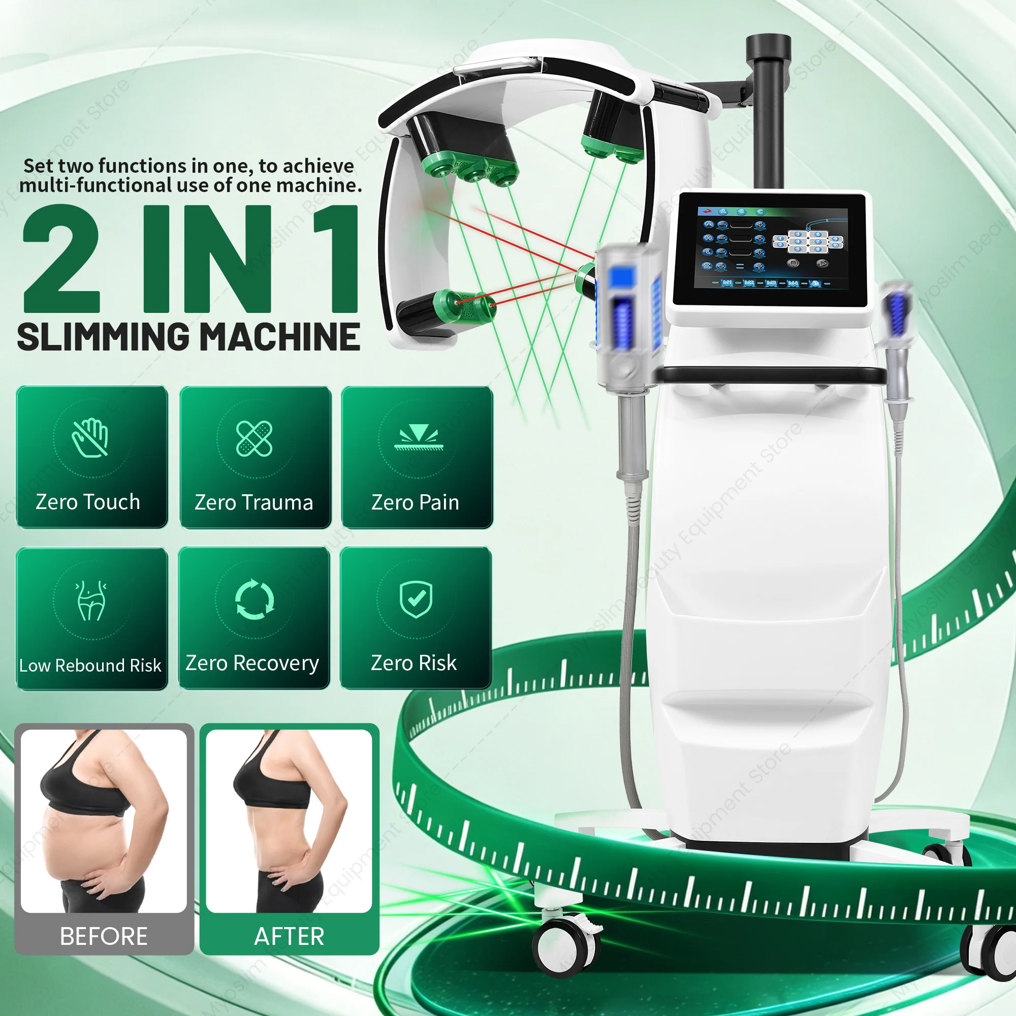 Epilator 10D Non-Invasive Maxlipo Master Therapy 532nm Green Light 635nm Red Light Lifting Fat Burning Weight Loss