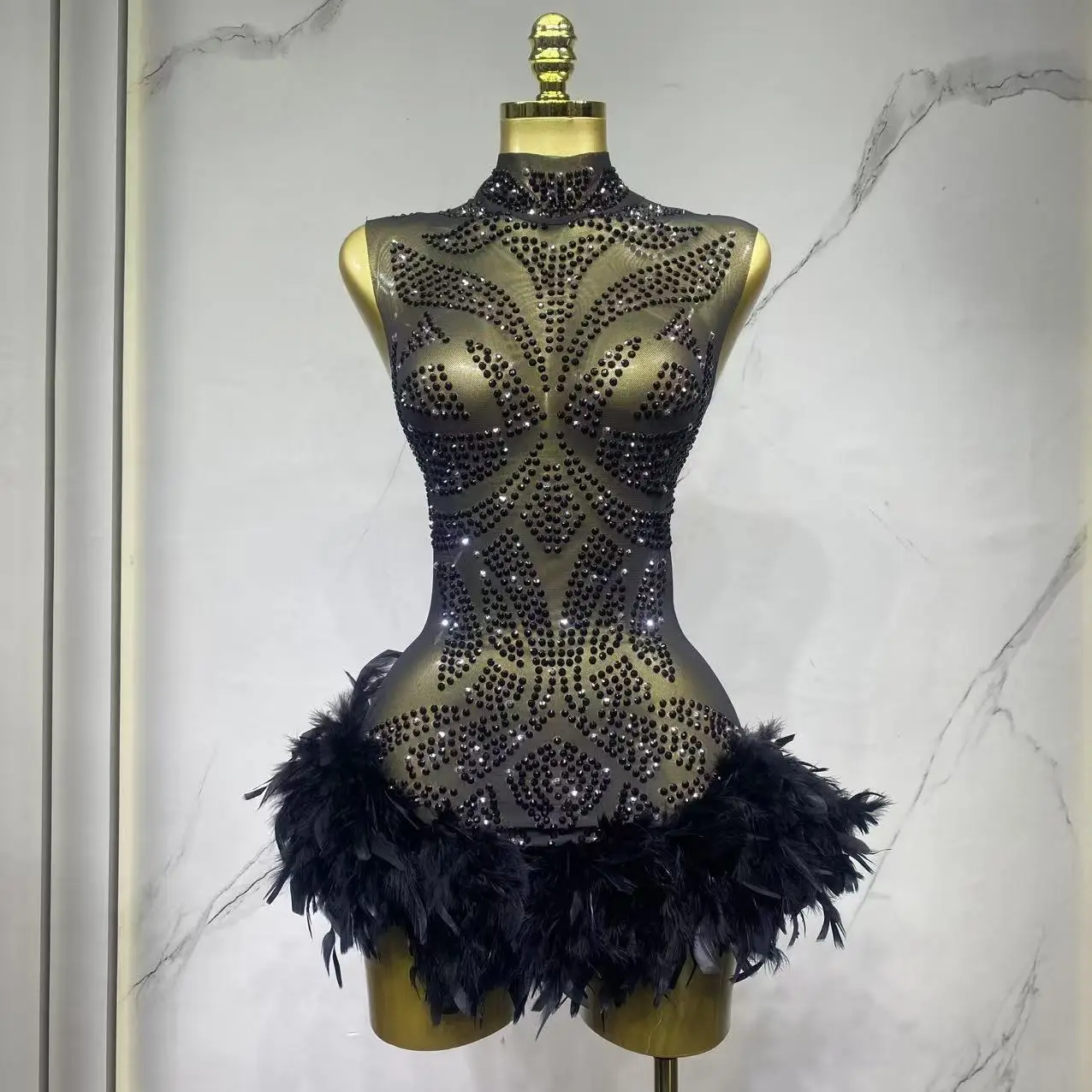 

Черные стразы, сетчатое боди для джазовых танцев, женский костюм для танца на шесте, костюм для танца на Хэллоуин, ночной клуб, бар, костюм танцовщицы Gogo