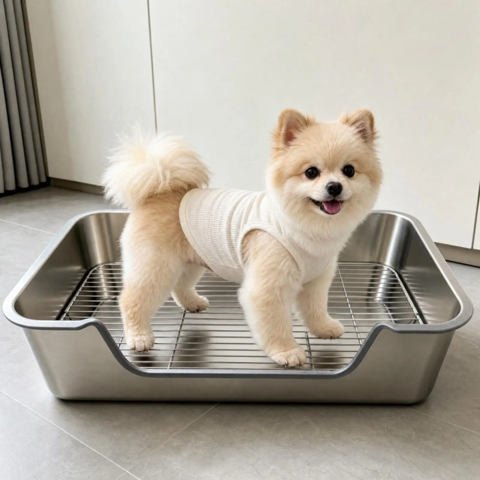 Puppy Potty Tray with Grate Stainless Steel Catch Pan for Indoor Dog Toilet Training